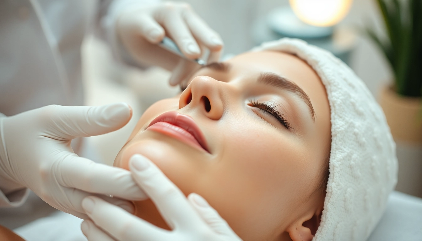 Behandlung der Hautfalten durch Botox in einem modernen Schönheitsstudio mit entspannter Atmosphäre.