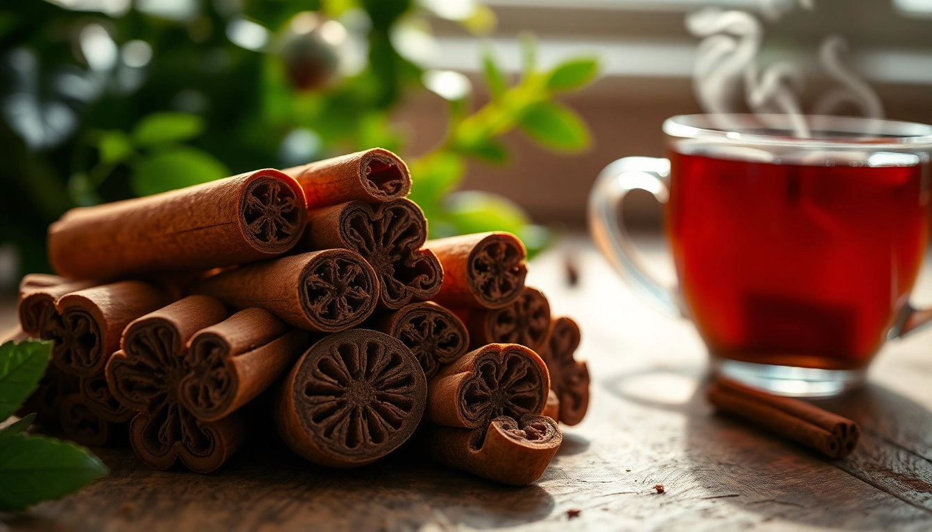 Enhance dishes with Cinnamon Bark pieces showcasing rich textures on a rustic surface.