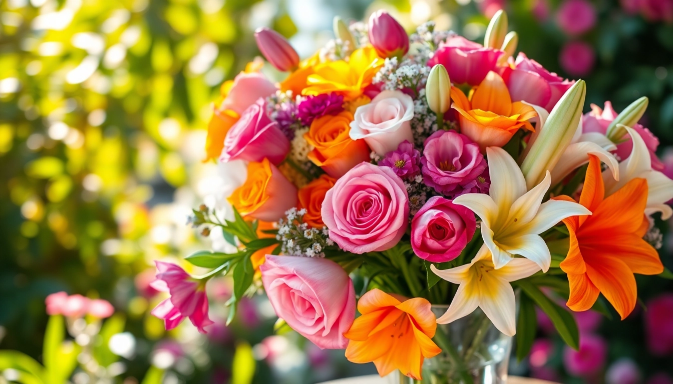 Beautiful floral arrangement by a Fountain valley florist showcasing vibrant flowers in a glass vase.
