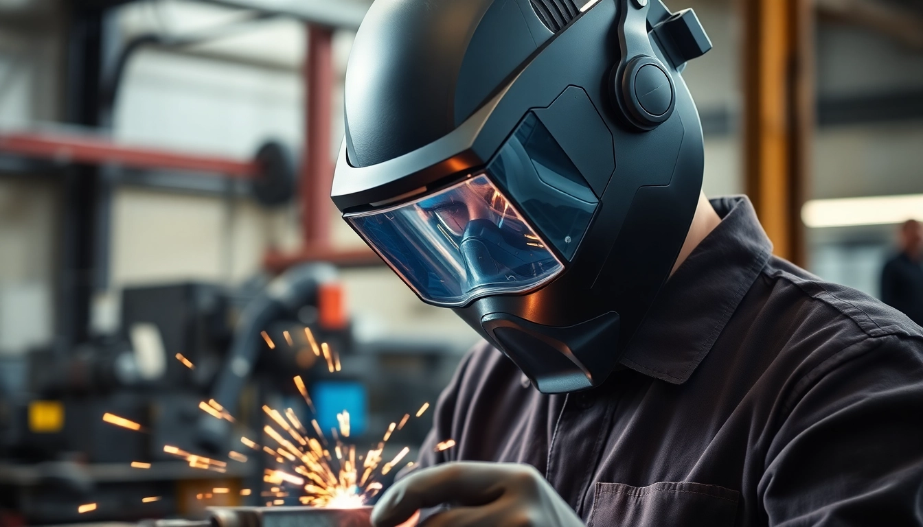 Welder using a speedglas welding helmet during a metalworking project, highlighting safety and professionalism.