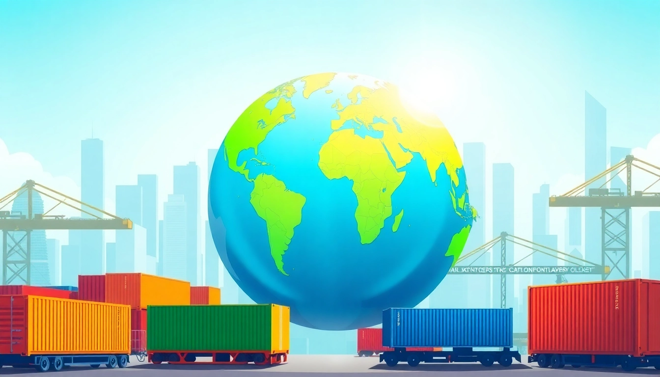 Understanding export tariffs in global trade, illustrated with shipping containers and a globe.