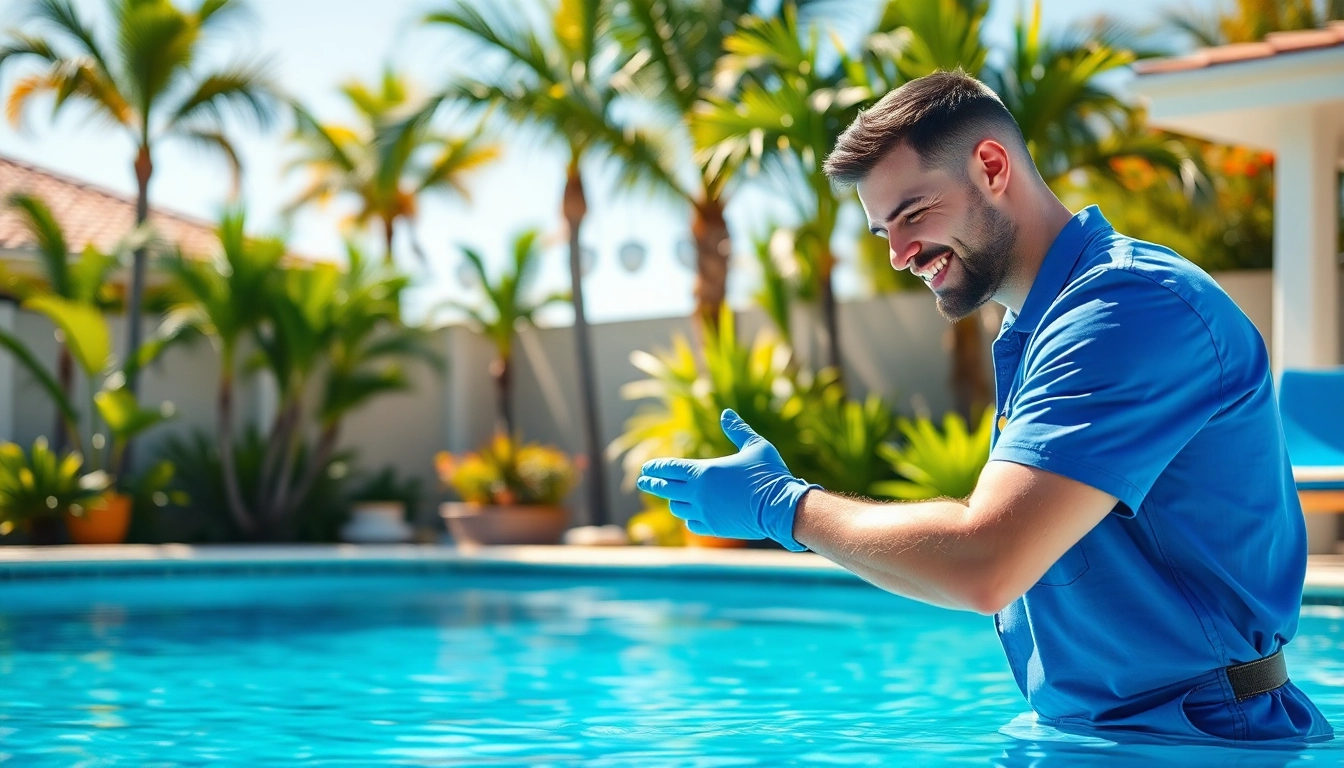 Experience reliable pool service near me with a professional technician ensuring pool maintenance.