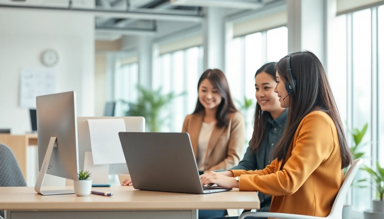 Utilize 美洽客服系统 for efficient customer engagement at a modern office desk.