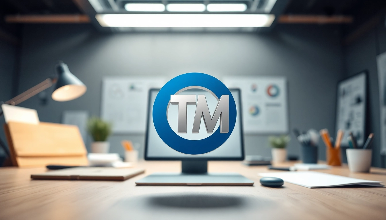 Design a trademark logo with a modern aesthetic, professional elements, and a polished finish.