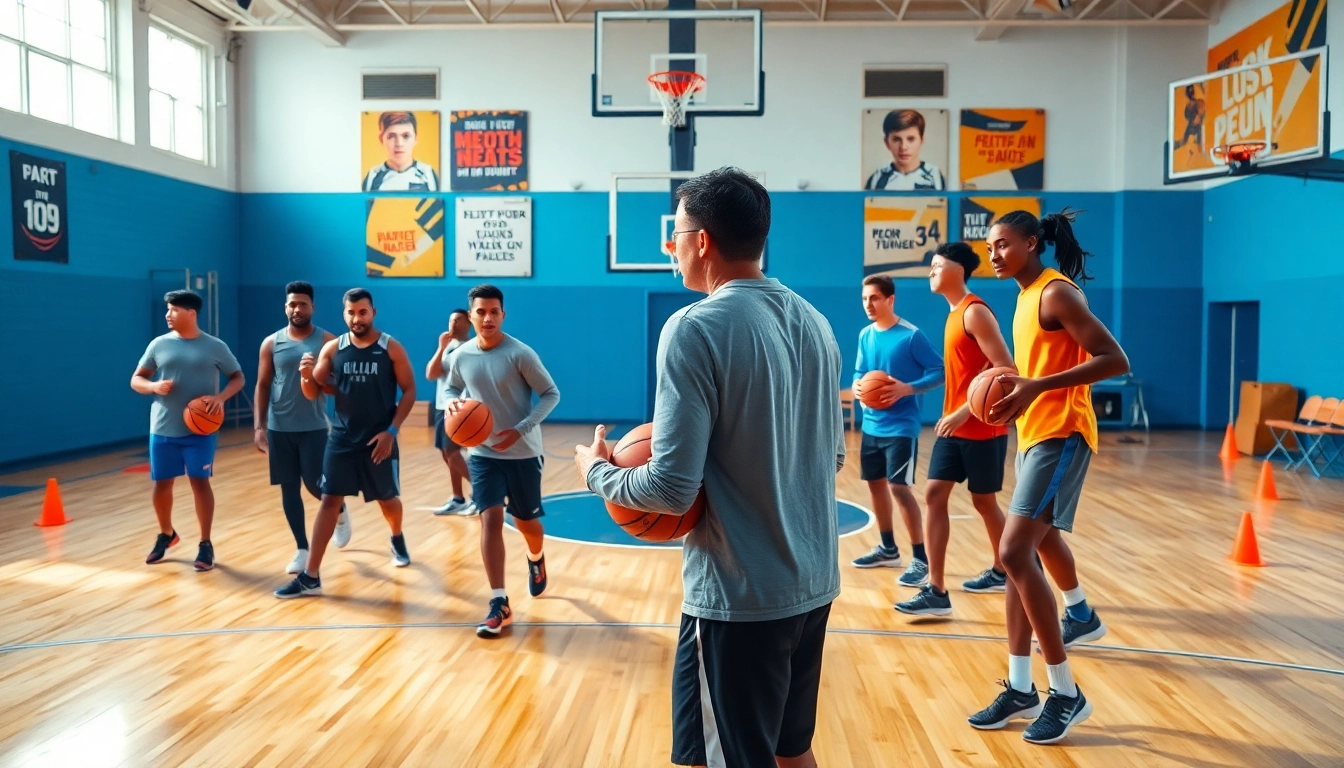 Young athletes participate in basketball training programs near me focusing on skills with a dedicated coach.
