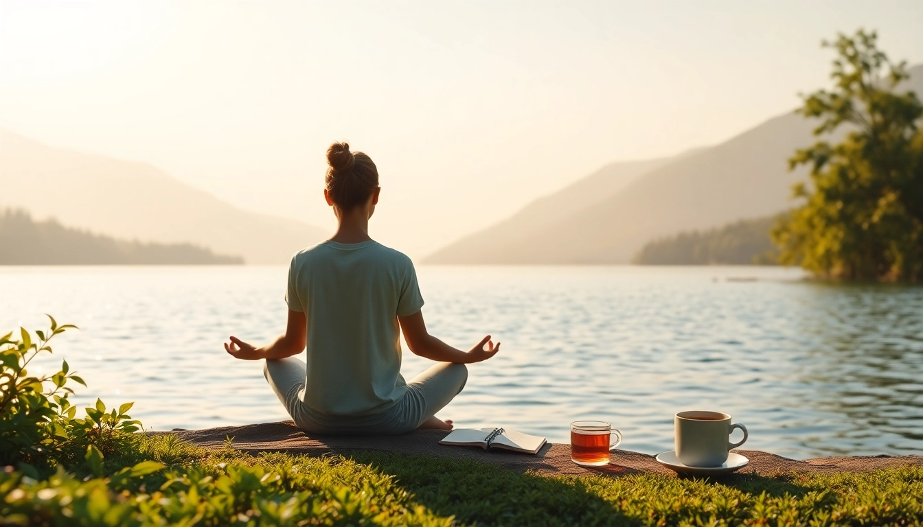 Person meditating beside a lake, embodying effective techniques for dealing with anxiety.