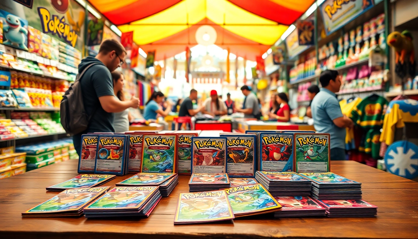 Showcasing real Pokémon cards in India at a vibrant market, attracting collectors and enthusiasts.