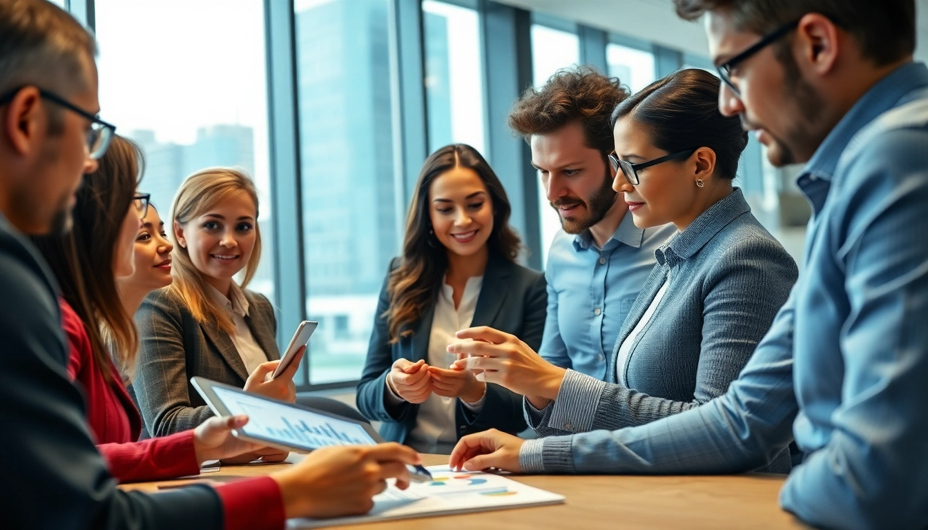 Analyzing competitive intelligence during a business meeting with diverse professionals discussing data-driven strategies.