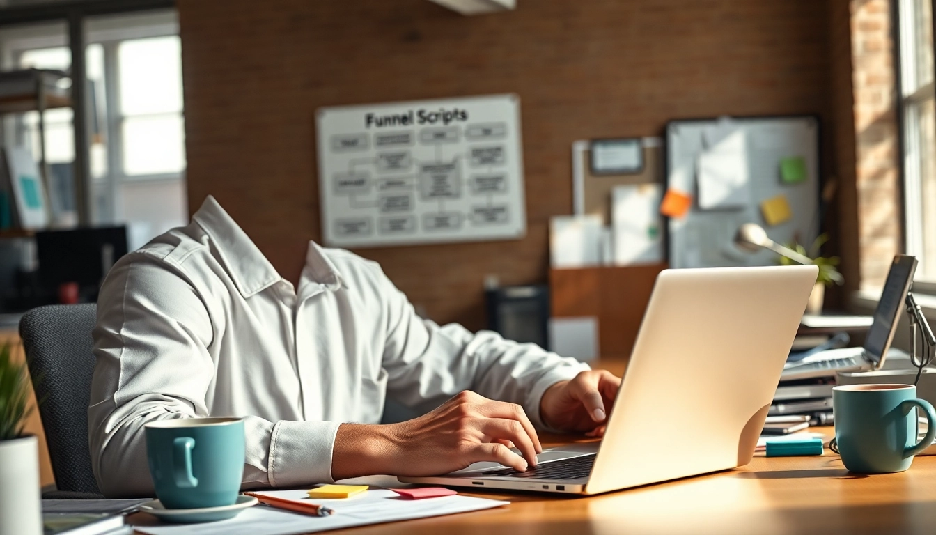 Craft compelling Funnel scripts with a professional copywriter's workspace setup.